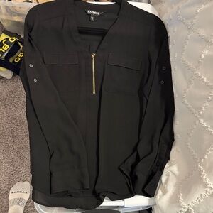 Express Men's Black Zip-Front Shirt Jacket